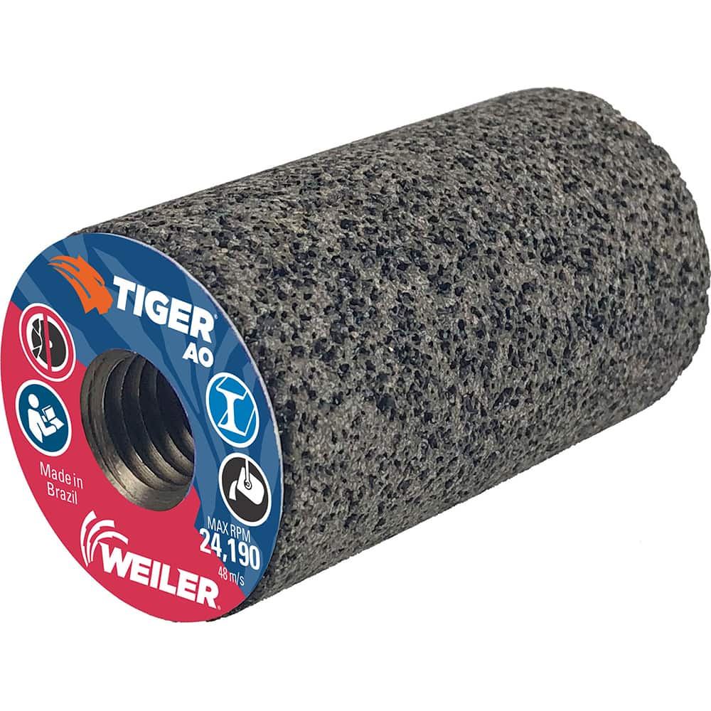 Weiler - Cones & Plugs; Head Thickness (Inch): 2.50 ; Abrasive Material: Aluminum Oxide ; Grit: 24 ; Grade: Coarse ; Wheel Type Number Code: 18 ; Arbor Hole Thread Size: 5/8-11 - Exact Industrial Supply