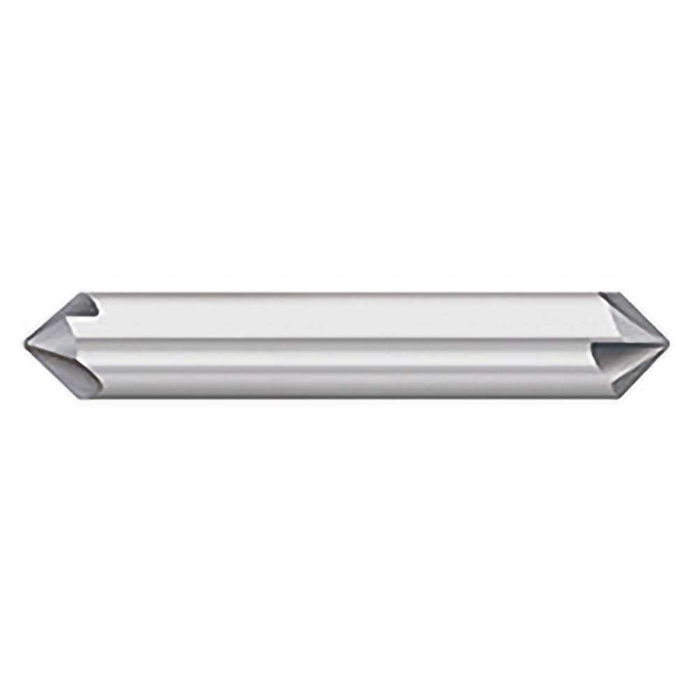 Titan USA - Chamfer Mills; Cutter Head Diameter (Inch): 3/8 ; Included Angle B: 30 ; Included Angle A: 120 ; Chamfer Mill Material: Solid Carbide ; Chamfer Mill Finish/Coating: Uncoated ; Overall Length (Inch): 2-1/2 - Exact Industrial Supply