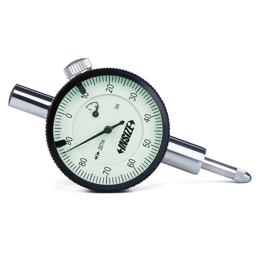 Insize USA LLC - Dial Drop Indicators; Maximum Measurement (Decimal Inch): 0.1000 ; Dial Graduation (Decimal Inch): 0.000500 ; Dial Reading: 0-50 ; Dial Diameter (Inch): 1-37/64 ; Accuracy (Decimal Inch): ?.0005 ; Dial Color: White - Exact Industrial Supply