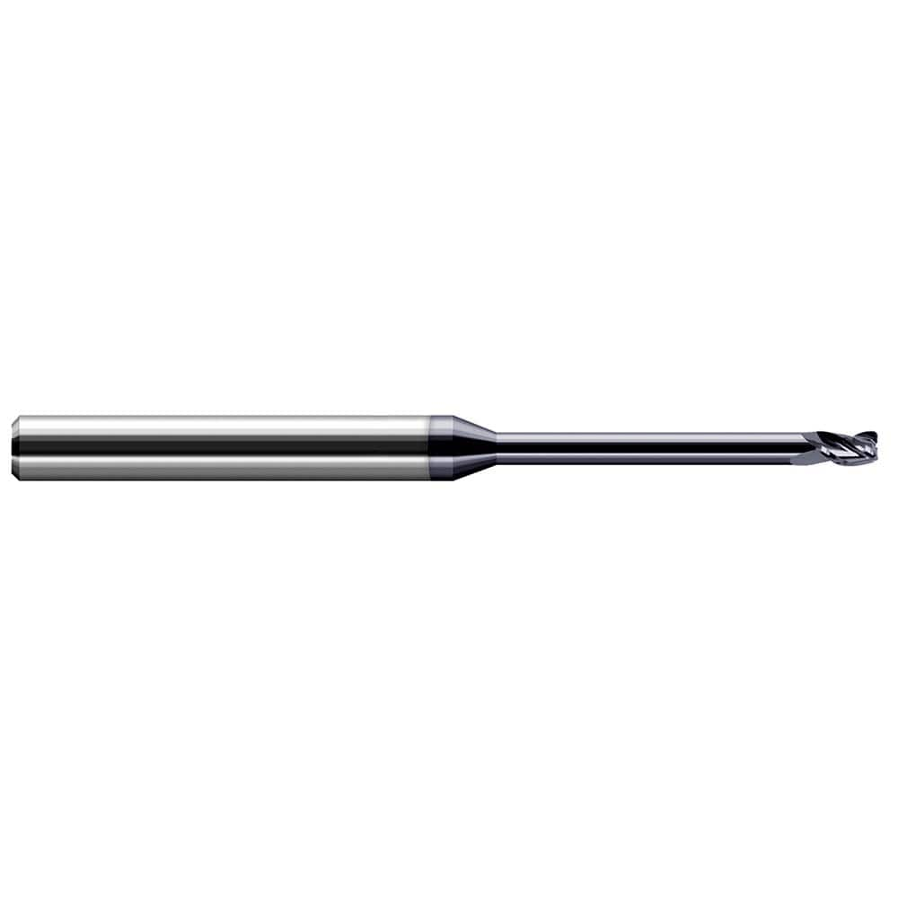 Corner Radius End Mill: 0.093″ Dia, 0.139″ LOC, 0.03″ Radius, 3 Flutes, Solid Carbide 2-1/2″ OAL, 1/8″ Shank Dia, 30 ° Helix, AlTiN Coated, Corner Radius End