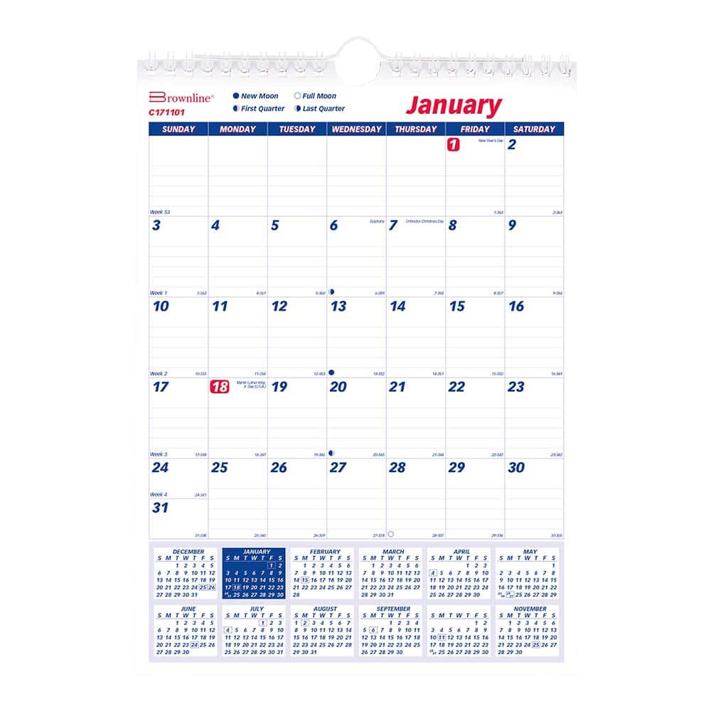 Brownline - Note Pads, Writing Pads & Notebooks Writing Pads & Notebook Type: Wall Calendar Size: 8 x 11 - All Tool & Supply