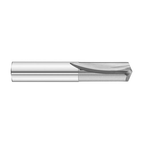 3/32″ Dia. × 3/32″ Shank × 1/2″ Flute Length × 2″ OAL, 5xD, 135°, Uncoated, 2xD Flute, External Coolant, Round Solid Carbide Drill