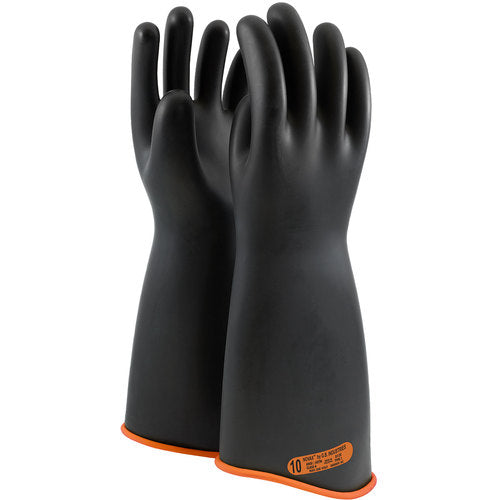 ‎158-4-18/11 - Novax - Natural Rubber Insulating Glove - Class 4 - 18″ - Black/Orange - Contour Cuff - Exact Industrial Supply