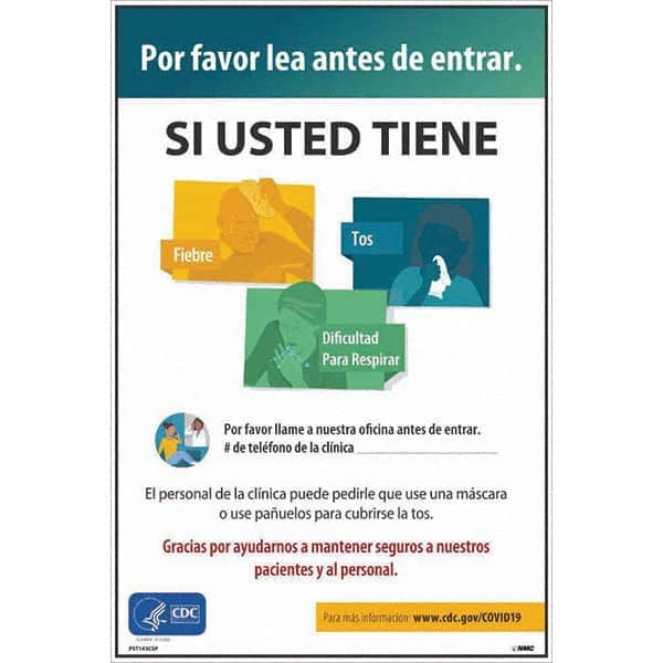 NMC - "Por Favor Lea Antes De Entrar - Si Usted Tiene", 12" Wide x 18" High, Vinyl Safety Sign - All Tool & Supply