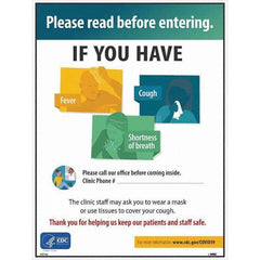 NMC - "Please Read Before Entering - If You Have Fever Cough Shortness of Breath Please Call Our Office Before Coming Inside", 18" Wide x 24" High, Paper Safety Sign - All Tool & Supply