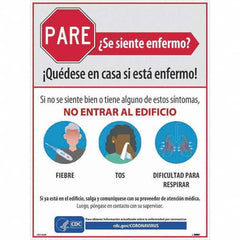 NMC - "PARE - Se Siente Enfermo", 18" Wide x 24" High, Paper Safety Sign - All Tool & Supply