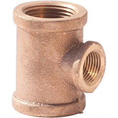 Merit Brass - Brass & Chrome Pipe Fittings Type: Reducing Tee Fitting Size: 1-1/4 x 1-1/4 x 1 - All Tool & Supply