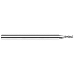 Square End Mill: 1/8'' Dia, 3/8'' LOC, 1/8'' Shank Dia, 1-1/2'' OAL, 2 Flutes, Solid Carbide Single End, Uncoated, 42 ° Variable Helix, Centercutting, RH Cut, RH Flute