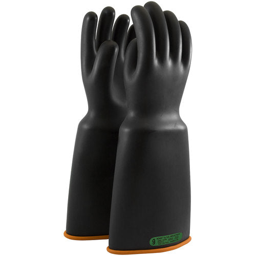 ‎159-3-18/11 - Novax - Natural Rubber Insulating Glove - Class 3 - 18″ - Black/Orange - Bell Cuff - Exact Industrial Supply