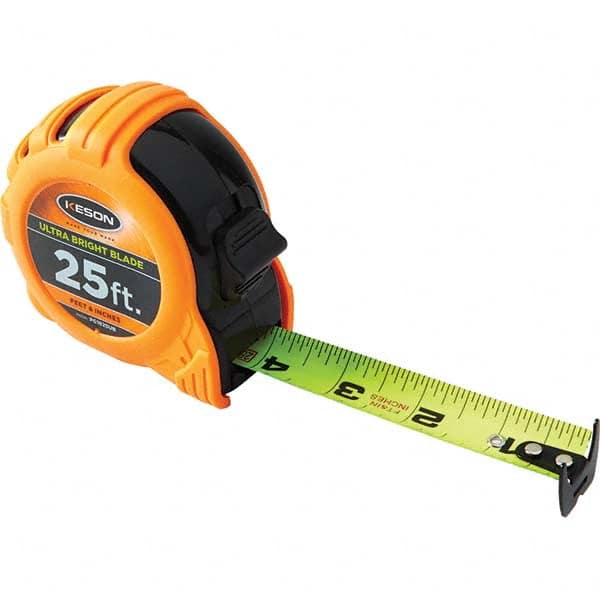 Keson - 25' x 1" Hi-Vis Yellow/White Blade Tape Measure - All Tool & Supply