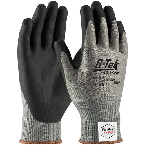 16-X320/M Coated Gloves w/Polykor - G-Tek PolyKor Xrystal - S&P Blended 13 Gauge - Nitrile Foam - ANSI A4 - Exact Industrial Supply