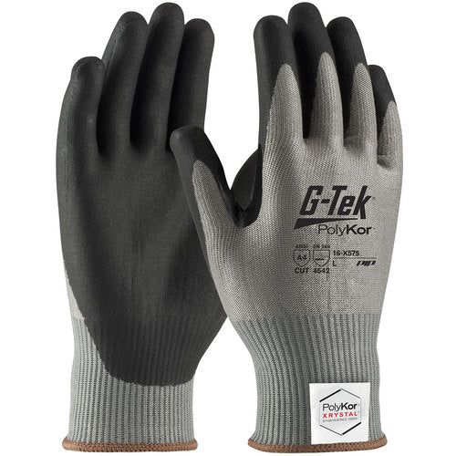 16-X575/S Coated Gloves w/Polykor - G-Tek PolyKor Xrystal - S&P Blended 13G - Blk NeoFoam - Thumb Crotch - A4