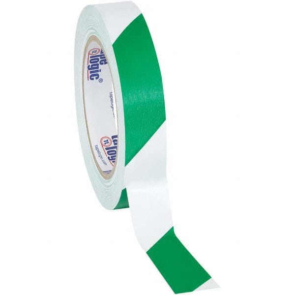 Floor & Aisle Marking Tape: 1″ Wide, 108' Long, 7 mil Thick, Vinyl Green & White, Anti-Slip Surface, Heavy-Duty