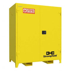 Strong Hold - Safety Cabinets Hazardous Chemical Type: Flammable and Combustible Liquids Color: Yellow - Exact Industrial Supply