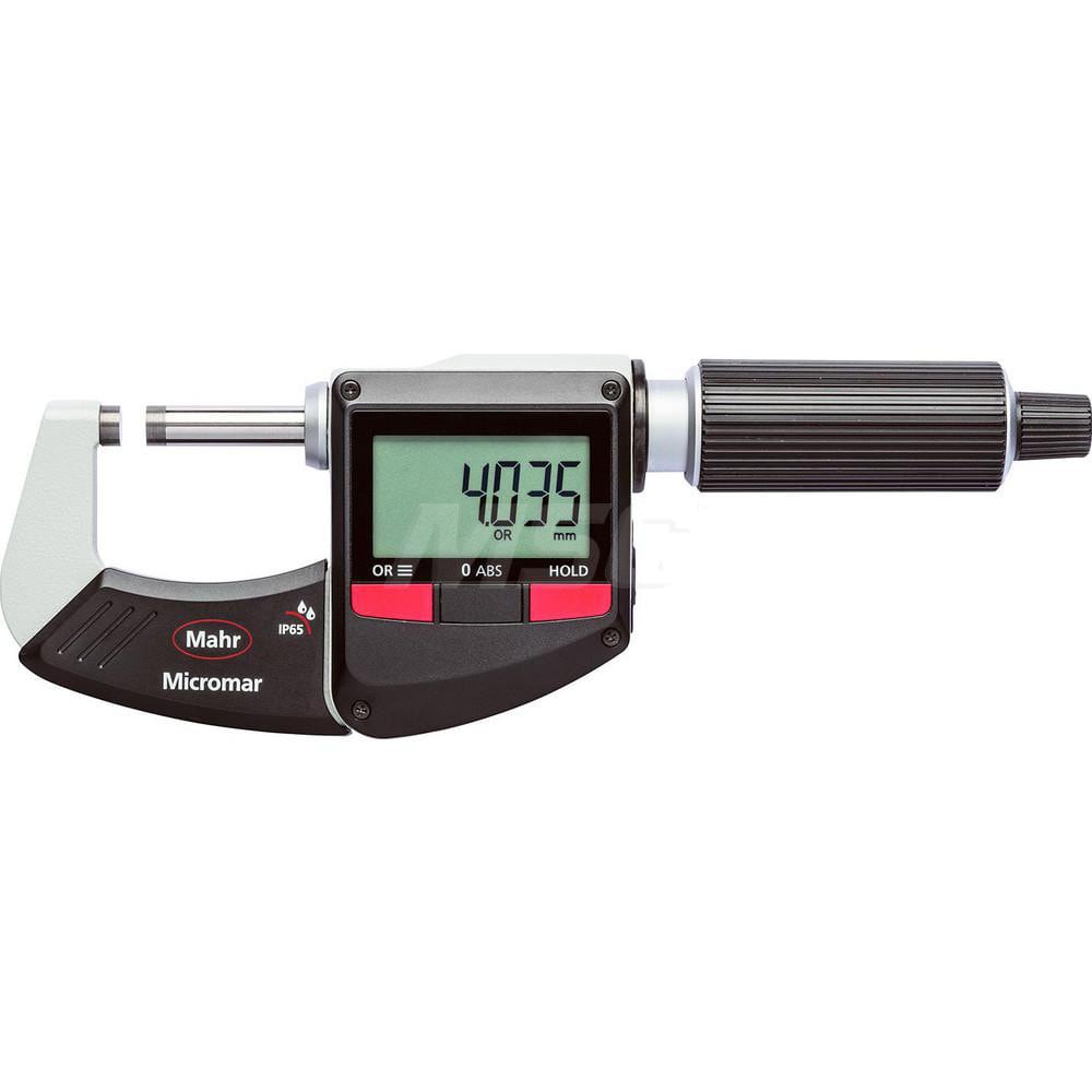 Mahr - Electronic Outside Micrometers; Type: Digital Outside Micrometer ; Minimum Measurement (Decimal Inch): 0 ; Minimum Measurement (mm): 0 ; Maximum Measurement (mm): 100 ; Thimble Type: Ratchet ; Calibrated: No - Exact Industrial Supply