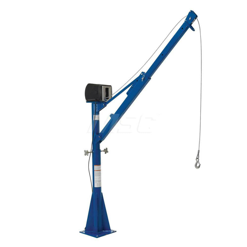 Jib Crane: Floor Mount, 1,100 lb Limit, 66.75″ Reach, 360 ° Rotation Steel