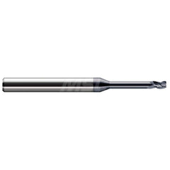 Corner Radius End Mill: 1/8″ Dia, 0.187″ LOC, 0.01″ Radius, 3 Flutes, Solid Carbide 2-1/2″ OAL, 1″ Shank Dia, Helix, AlTiN Coated, Corner Radius End, Centercutting