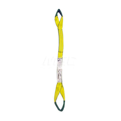 Eye & Eye Sling: 2″ Wide, 3' Long, 3,200 lb Vertical, 2,560 lb Choker, 6,400 lb Basket, Polyester Flat Eye, Yellow