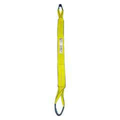 Eye & Eye Sling: 4″ Wide, 12' Long, 11,500 lb Vertical, 9,200 lb Choker, 23,000 lb Basket, Polyester Flat Eye, Yellow