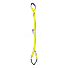 Eye & Eye Sling: 1″ Wide, 12' Long, 3,200 lb Vertical, 2,560 lb Choker, 6,400 lb Basket, Polyester Flat Eye, Yellow