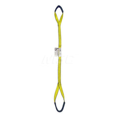 Eye & Eye Sling: 1″ Wide, 16' Long, 1,600 lb Vertical, 1,250 lb Choker, 3,200 lb Basket, Polyester Flat Eye, Yellow