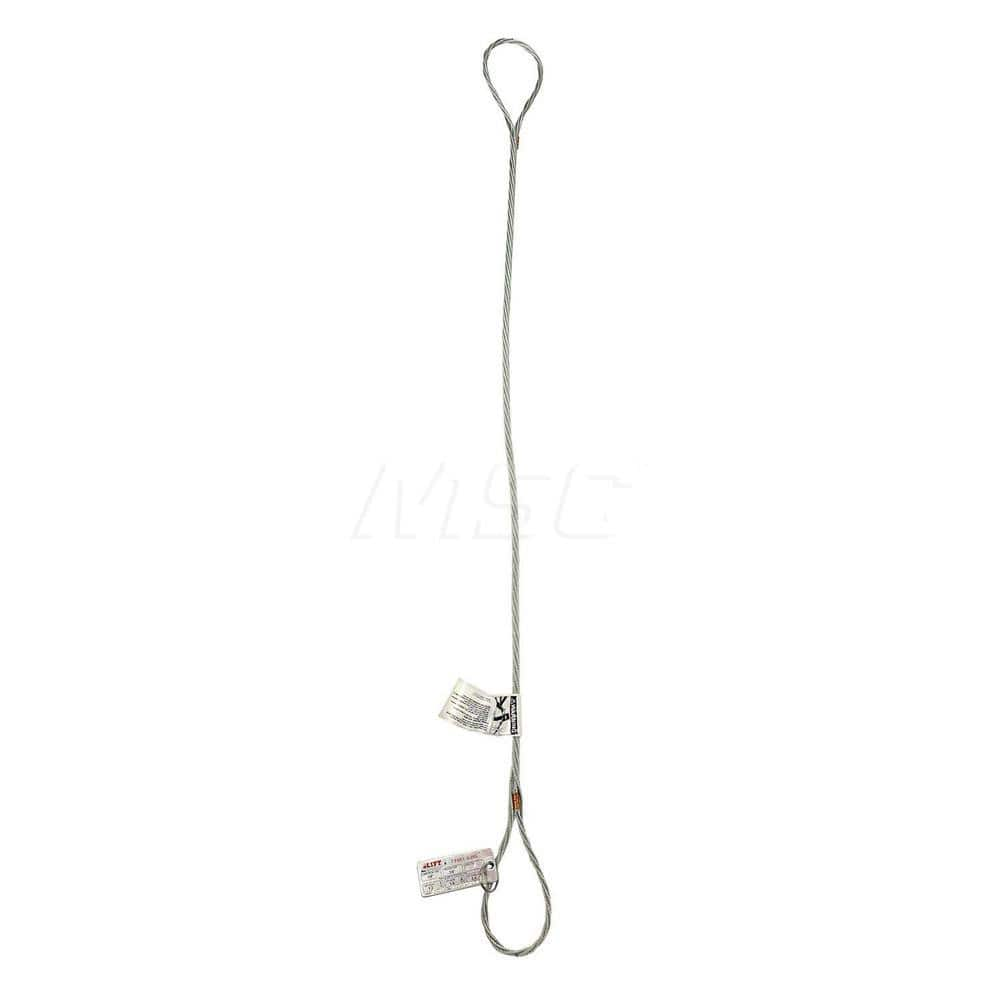 Eye & Eye Sling: 3' Long, 1.2 Ton Vertical Standard Eye, Silver