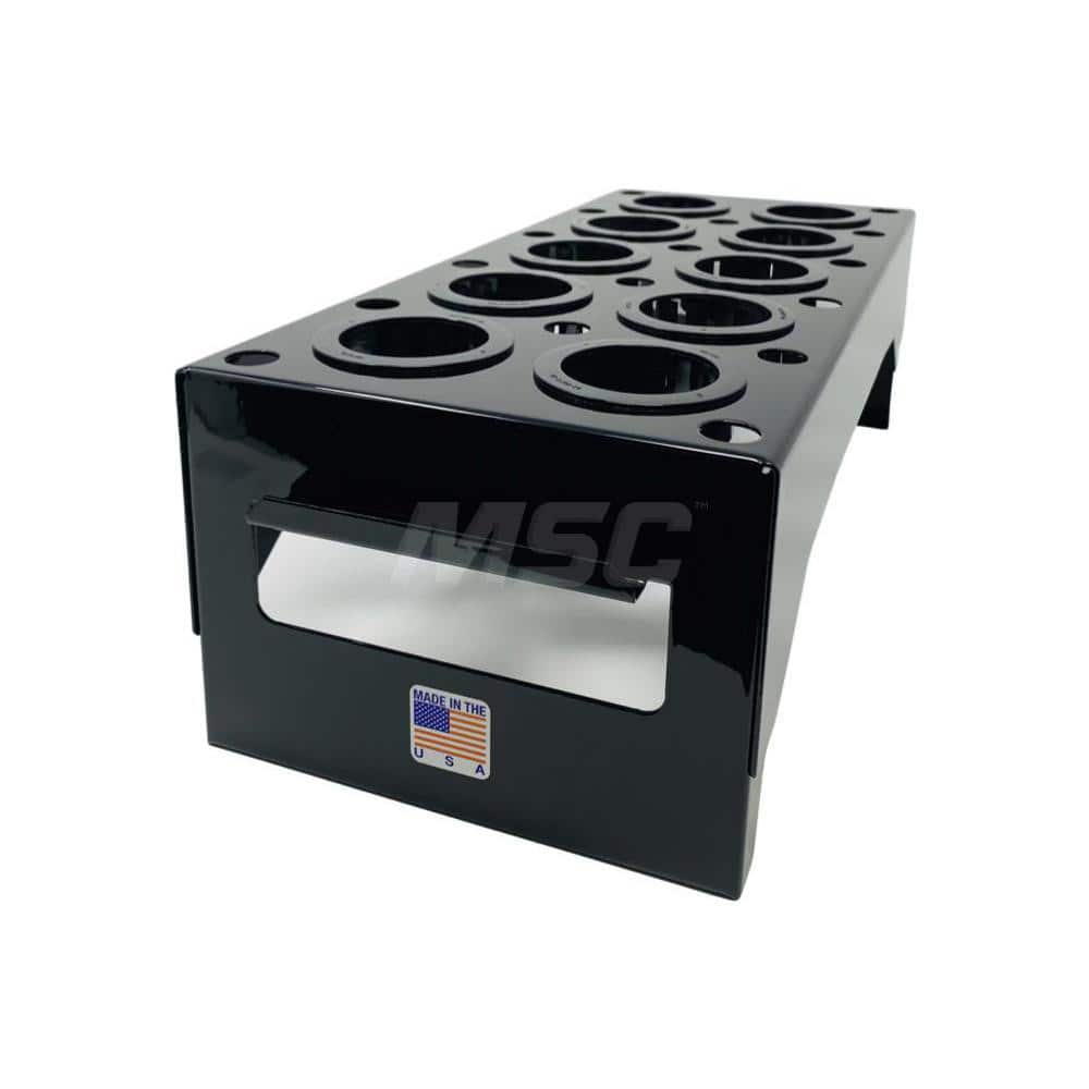 CNC Storage Racks; Rack Type: Benchtop; Tool Type: CNC Tool Holder; Load Capacity: 26; Overall Height: 5 in; Color: Black; Width (Inch): 7; Number of Blocks: 40; Minimum Order Quantity: Steel; Depth (Inch): 17 in; Mat: Powder Coated; Steel; Width (Decimal