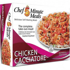 Chef Minute Meals - Emergency Preparedness Supplies Type: Ready-to-Eat Chicken Caciatore Meal Contents/Features: Heater Pad & Activator Solution; Cutlery Kit w/Utensils, Salt & Pepper Packets; 9-oz Entr e - All Tool & Supply