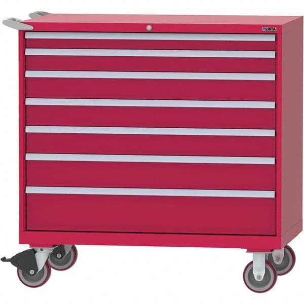 LISTA - 7 Drawer, 99 Compartment Red Steel Modular Storage Cabinet - All Tool & Supply