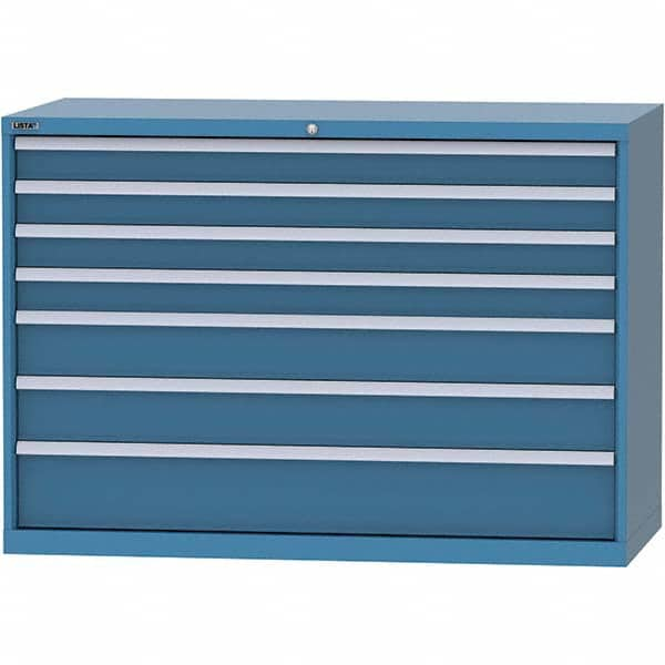 LISTA - 7 Drawer, 84 Compartment Bright Blue Steel Modular Storage Cabinet - All Tool & Supply