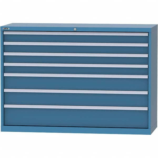 LISTA - 7 Drawer, 84 Compartment Bright Blue Steel Modular Storage Cabinet - All Tool & Supply