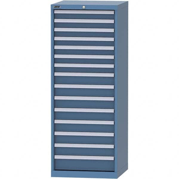 LISTA - 16 Drawer, 84 Compartment Bright Blue Steel Modular Storage Cabinet - All Tool & Supply