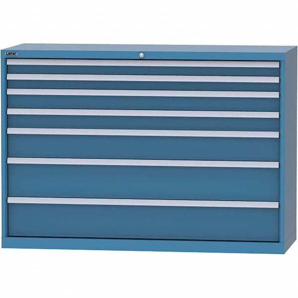 LISTA - 7 Drawer, 84 Compartment Bright Blue Steel Modular Storage Cabinet - All Tool & Supply