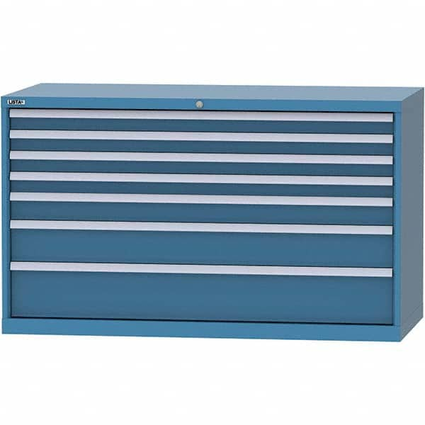 LISTA - 7 Drawer, 84 Compartment Bright Blue Steel Modular Storage Cabinet - All Tool & Supply