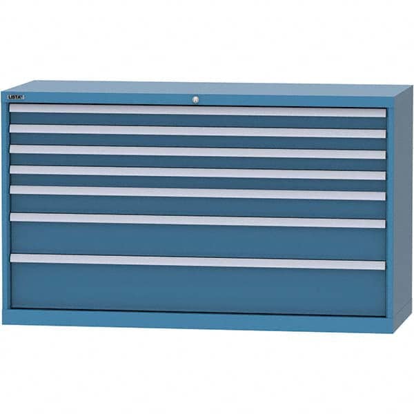 LISTA - 7 Drawer, 84 Compartment Bright Blue Steel Modular Storage Cabinet - All Tool & Supply