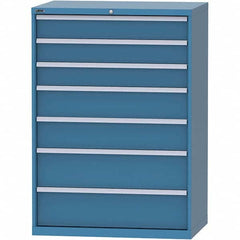 LISTA - 7 Drawer, 99 Compartment Bright Blue Steel Modular Storage Cabinet - All Tool & Supply