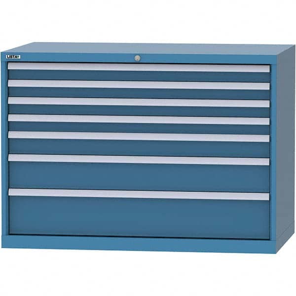 LISTA - 7 Drawer, 99 Compartment Bright Blue Steel Modular Storage Cabinet - All Tool & Supply