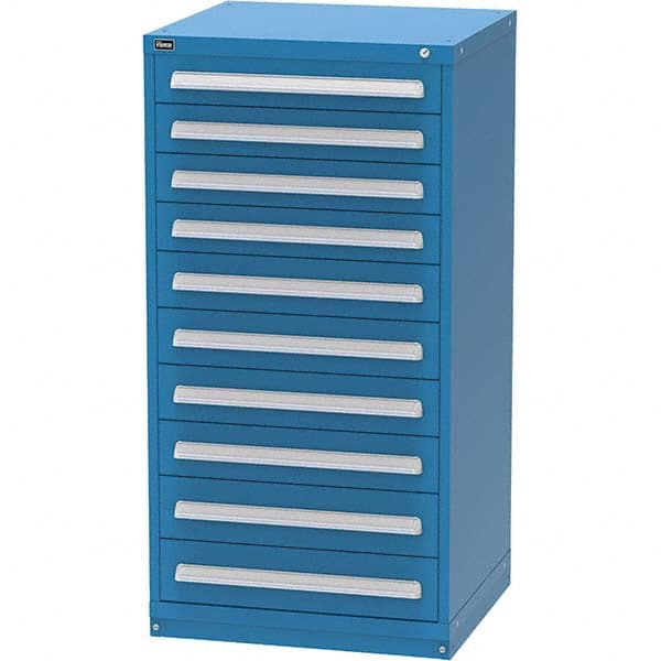 Vidmar - 10 Drawer, 124 Compartment Bright Blue Steel Modular Storage Cabinet - All Tool & Supply