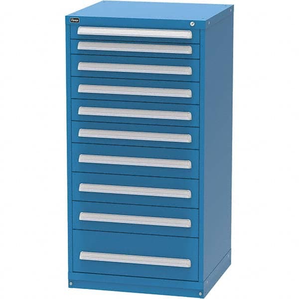 Vidmar - 10 Drawer, 124 Compartment Bright Blue Steel Modular Storage Cabinet - Exact Industrial Supply