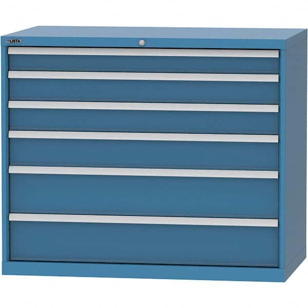 LISTA - 6 Drawer, 99 Compartment Bright Blue Steel Modular Storage Cabinet - All Tool & Supply