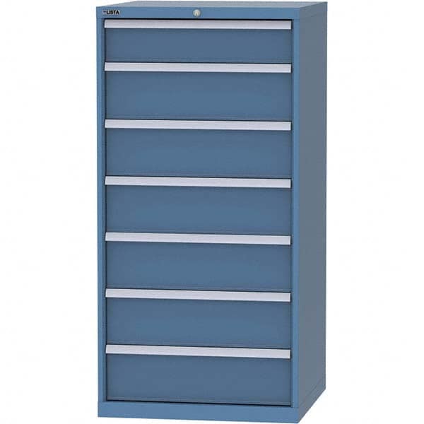 LISTA - 7 Drawer, 45 Compartment Bright Blue Steel Modular Storage Cabinet - All Tool & Supply