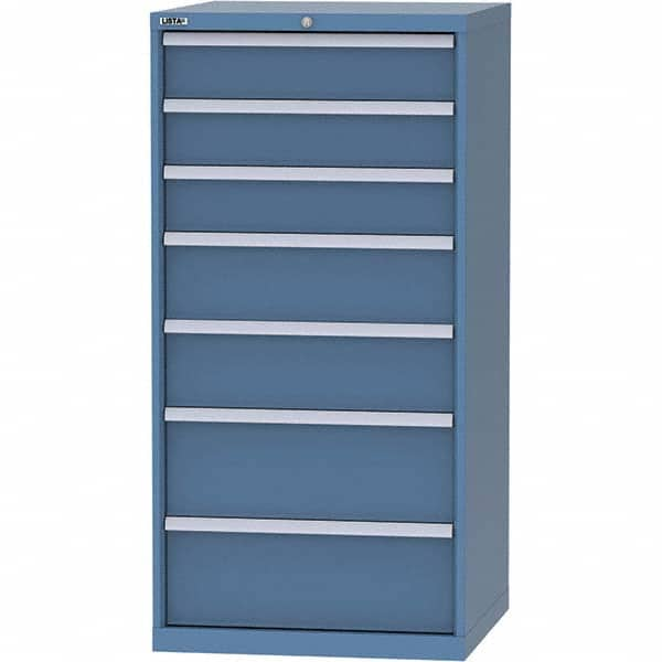 LISTA - 7 Drawer, 45 Compartment Bright Blue Steel Modular Storage Cabinet - All Tool & Supply