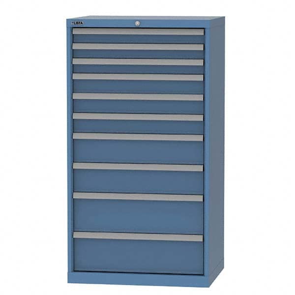 LISTA - 10 Drawer, 124 Compartment Bright Blue Steel Modular Storage Cabinet - All Tool & Supply