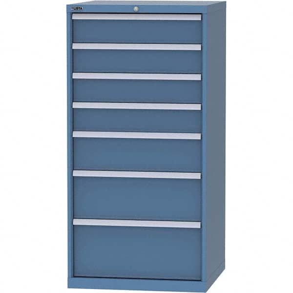 LISTA - 7 Drawer, 45 Compartment Bright Blue Steel Modular Storage Cabinet - All Tool & Supply