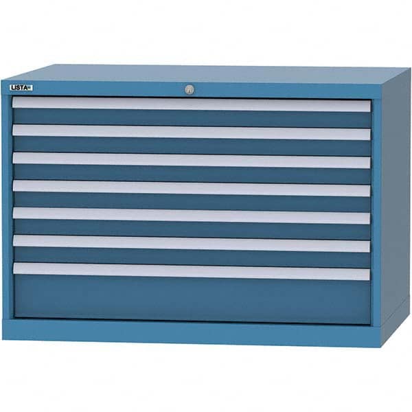 LISTA - 7 Drawer, 84 Compartment Bright Blue Steel Modular Storage Cabinet - All Tool & Supply