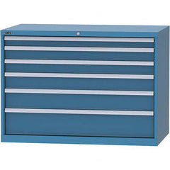 LISTA - 6 Drawer, 99 Compartment Bright Blue Steel Modular Storage Cabinet - All Tool & Supply