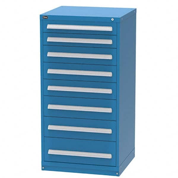 Vidmar - 8 Drawer, 344 Compartment Bright Blue Steel Modular Storage Cabinet - Exact Industrial Supply