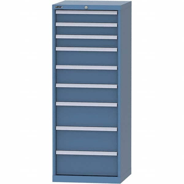 LISTA - 9 Drawer, 84 Compartment Bright Blue Steel Modular Storage Cabinet - All Tool & Supply