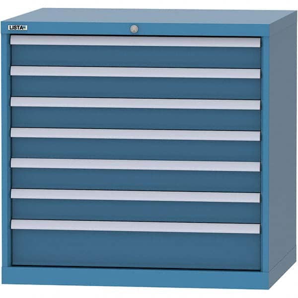 LISTA - 7 Drawer, 84 Compartment Bright Blue Steel Modular Storage Cabinet - All Tool & Supply