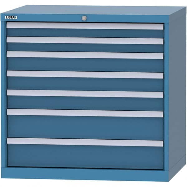 LISTA - 7 Drawer, 84 Compartment Bright Blue Steel Modular Storage Cabinet - All Tool & Supply